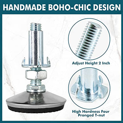 M10 Leveling Feet with 2" Thread Length - Silver, 4 Set - color: Silver, size: M10 x 50mm