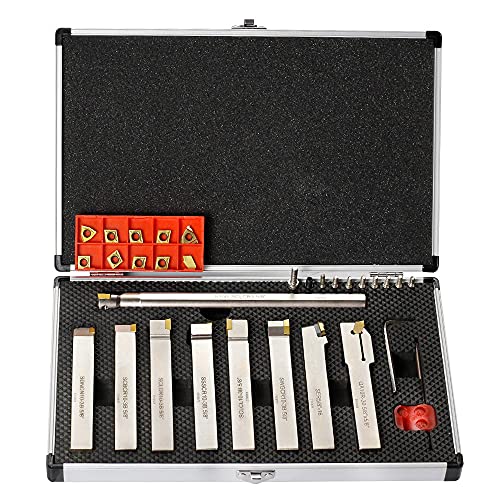 OSCARBIDE 5/8" Shank 9 pcs Nickel Plated Metal Lathe Tool & Boring Set