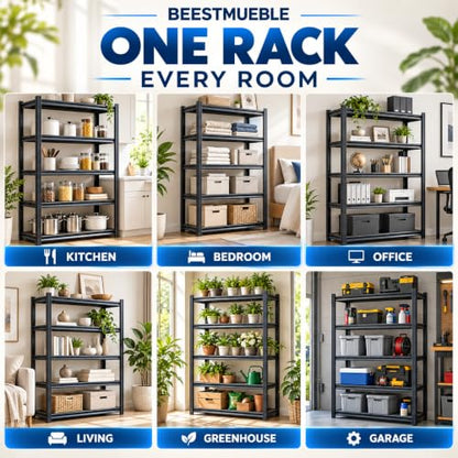 Metal Book shelf, Adjustable Industrial Bookcase with Double-Layer Columns - size: 36"Wx 16"Dx 55"H