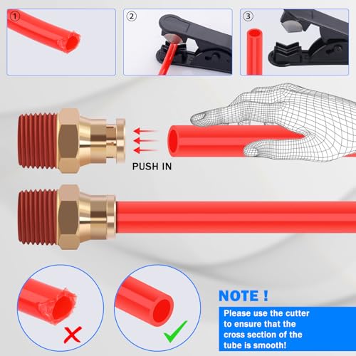 CheeMuii 50FT 3/8" DOT Air Line 3/8 Air Hose PA12 Nylon Pneumatic Tubing - color: Red, size: 3/8"OD-50FT