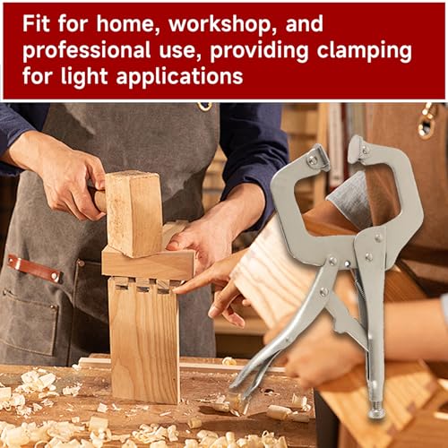 findmall 11 Inch Locking C-Clamp 5Pack Locking Pliers Adjustable Welding Clamps Vise W/Regular Tip and Swivel Pad for Shop Home Farm and Automotive - size: 11 in