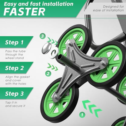 Teprovo Stair Climbing Hand Truck 770lb，Heavy Duty Dolly Cart for Stairs，Thickened Upgraded Steel Tube Folding Stair Climbing Trolley with Six Wheels and Telescoping Handle - color: Green