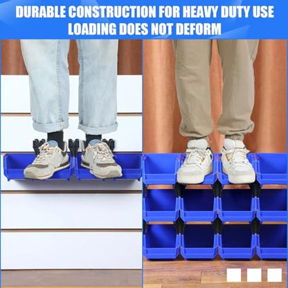 Weysat 24 Pcs Storage Bins Parts Racks, Wall Mounted Tool Storage Bins, Plastic Stackable Garage Storage Bin Organizer for Screws Bolts Nuts Nails Beads Small Hardware Parts Storage Men Gift Tools