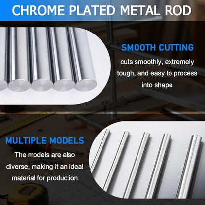 2/5" x 36" Chrome Plated Steel Round Rod,Carbon Steel,1 Pcs - size: 2/5" x 36"/10mm x 915mm