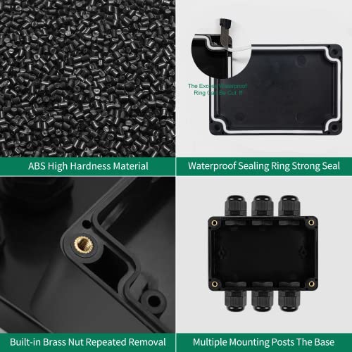 JINDOUZI ABS IP67 Waterproof Dustproof Electrical Junction Box, with 15A 600V Barrier Terminal Cable Connector, 3IN/3Out Power Junction Box（3.93 * 2.67 * 1.96in） - size: 3T3 3.93"x 2.67"x1.96"A