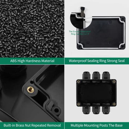 JINDOUZI ABS IP67 Waterproof Dustproof Electrical Junction Box, with 15A 600V Barrier Terminal Cable Connector, 3IN/3Out Power Junction Box（3.93 * 2.67 * 1.96in） - size: 3T3 3.93"x 2.67"x1.96"A