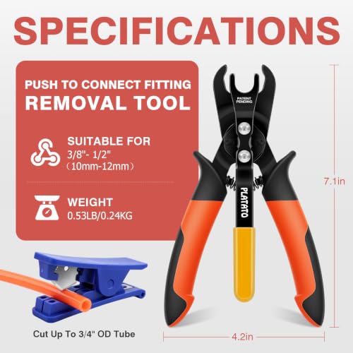 PLATATO Air Line Disconnect Tool for 3/8”- 1/2” (10-12mm) Push Fitting - size: 3/8", 1/2"