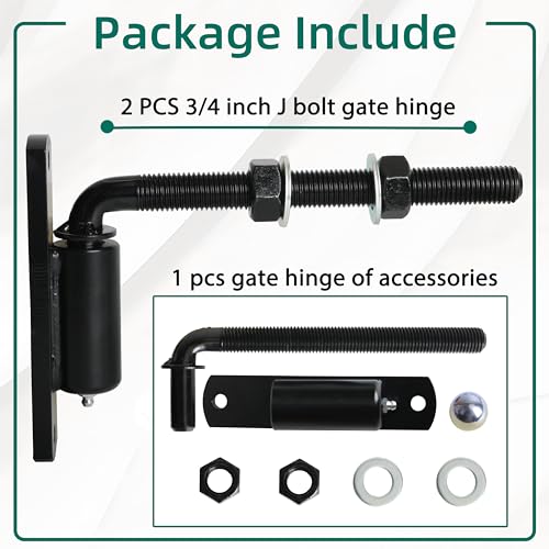 3/4" J Bolt Gate Hinge Heavy Duty Bolt Industrial for Large Heavy Driveway