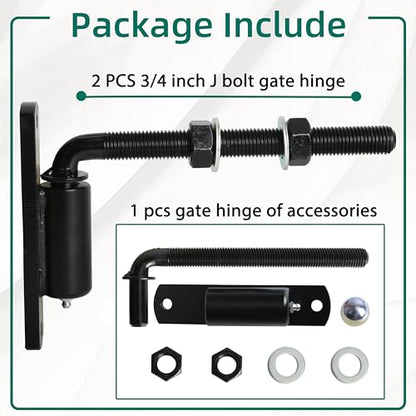 3/4" J Bolt Gate Hinge Heavy Duty Bolt Industrial for Large Heavy Driveway