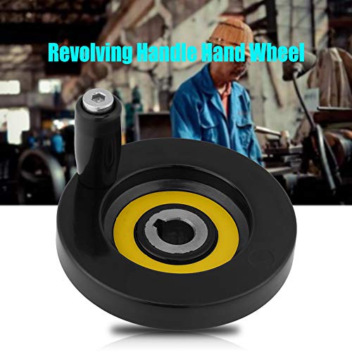 Lathe Hand Wheel, Black Round Bakelite Rear Hand Wheel with Removable Revolving Handle for Milling Machine and Lathe Tools 12x80mm