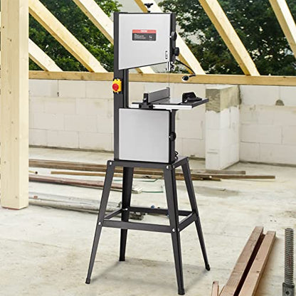 VEVOR Band Saw with Stand, 10-Inch, 560 & 1100 RPM Two-Speed Benchtop Bandsaw, 370W 1/2HP Motor with Metal Stand Optimized Work Light Workbench Fence and Miter Gauge, for Woodworking Aluminum Plastic