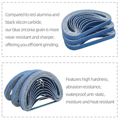 3/8x13 Inch Zirconia Sanding Belts, 60 Grit, 30 Pack - color: 60 Grit, size: 3/8x13 inch