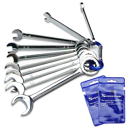 SPEEDWOX Mini Ignition Wrench Set Metric 10 Pcs 4mm-11mm Spanner Wrench - size: Combination Metric 10-Piece