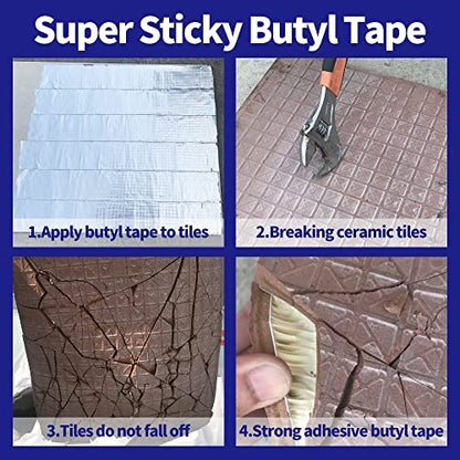ADHES Butyl Tape Waterproof Tape Aluminum Foil Tape Sealant Tape - color: Grey, size: 4 inches x 16 feet