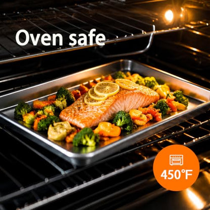 17.5×13 Inch Stainless Steel Baking Sheet, 2 Pack Heavy Duty Oven Pan