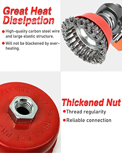 WENHUALI 4" Coarse Twisted Knotted Wire Wheel Cup Brush for Angle Grinder - style: 4 PACK 4'' Cup Brush