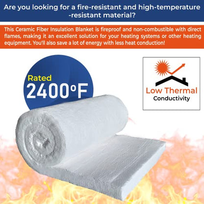 SIMOND STORE Ceramic Fiber Blanket, 2" x 24" x 36", 2400°F High Temperature - size: 2" x 24" x 36"