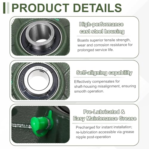 uxcell UCF205-15 Pillow Block Bearings,15/16 inch Bore(ABEC3) - size: UCF205-15 (15/16 inch)
