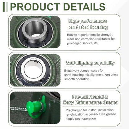 uxcell UCF205-15 Pillow Block Bearings,15/16 inch Bore(ABEC3) - size: UCF205-15 (15/16 inch)