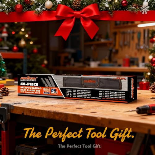 HORUSDY 40-Piece Reciprocating Saw Blade Set for Wood & Metal | Includes Pruning, Wet Wood, PVC and Metal Cutting Blades (3-24TPI) | with Storage Pouch for Easy Organization - style: 40-Pc Master Set (w/ Pouch)