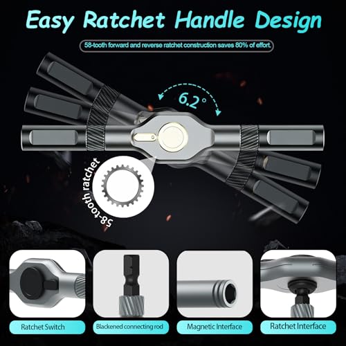24 in 1 Magnetic Ratcheting Screwdriver Set with Detachable Handle
