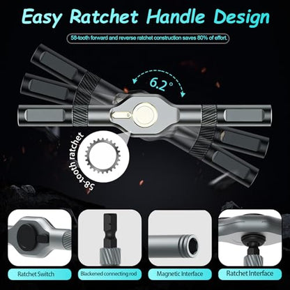 24 in 1 Magnetic Ratcheting Screwdriver Set with Detachable Handle