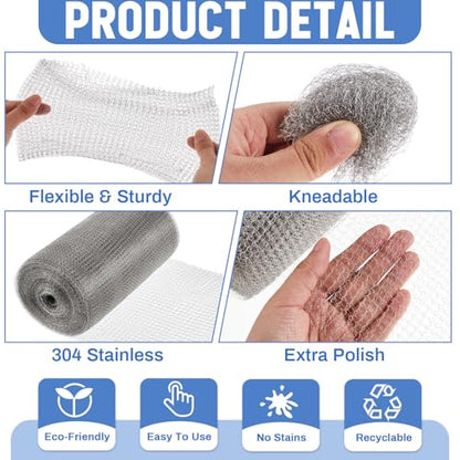 8 Inch X 50 ft Stainless Steel Mesh Rodent Control for Slugs - size: 8 Inch x 50 ft