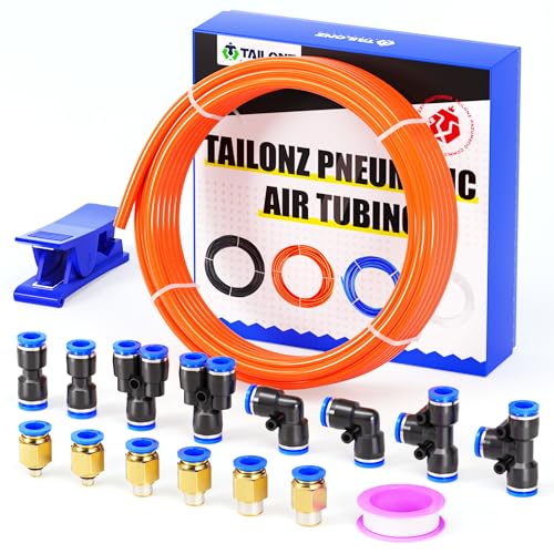 TAILONZ Orange 6mm OD 4mm ID PU Air Hose Pipe Tube Kit 10 Meter 32.8ft - color: Orange, size: 6mm OD/32.8ft/10m