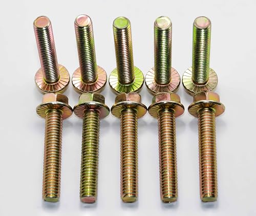 3/8" x 2" Flanged Hex Toothed Bolt by Color Zinc Plated, Alloy Steel,Grade 5.(10pcs Pack) by Metalsuberg - size: 3/8" x 2" 10pcs