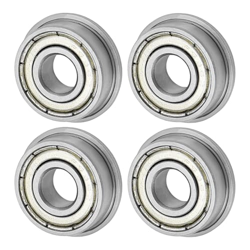 M METERXITY 4-Pack F696ZZ Flanged Ball Bearing, 6 x 15 x 5mm Double Metal Shielded Chrome Steel (GCr15) Flange Rip Bearings for Wheelbarrow/Printer/Fax Machines/Power Tools - size: 6mm x 15mm x 5mm