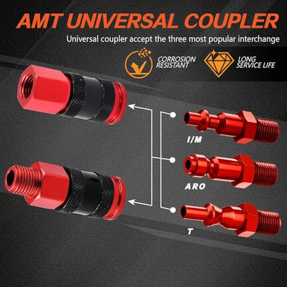 25Pcs 1/4" NPT Universal Air Coupler Plug Kit Aluminium Alloy