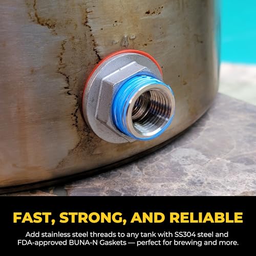 MiniBrew 3/4” NPT EZ Seal Weldless Bulkhead with Buna-N Gaskets for Homebrewing - size: 3/4"- BUNA N, style: Pack of 1