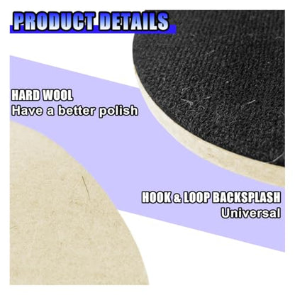5PCS Wool Felt Car Glass Polishing Pads, 5 Inch - size: 5IN