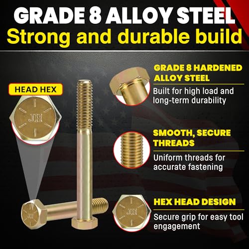 Chenango Supply 1/4-20 x 2-1/2" Grade 8 Hex Head Bolts - size: 1/4-20x2-1/2 50pcs