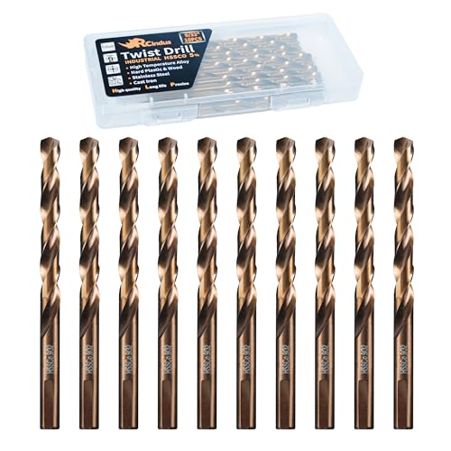 (10PCS) 9/32" Cobalt Drill Bit, HSS M35 Metal Drill Bits for Steel, Stainless Steel, Cast Iron, Hard Plastic and Wood - size: 9/32 10PCS Cobalt