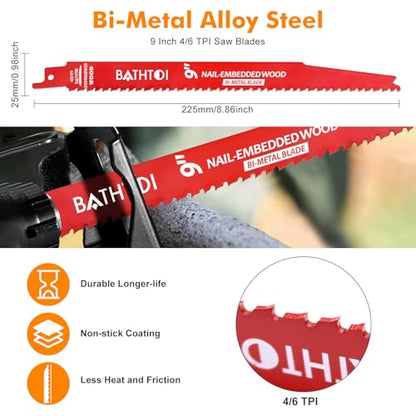25 Pack 9 Inch 4/6 Tpi Reciprocating Saw Blades for Nail-Embedded Wood - size: 9 Inch 4/6TPI
