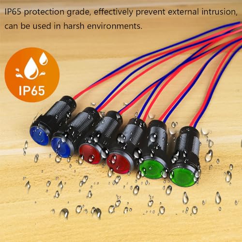 Gebildet 6pcs Red/Blue/Green LED Indicator Pilot Light 110VAC Mounting Hole Size 10mm(Flame Retardant Plastic Shell) - color: R/B/G/W 110-220V/Black shell