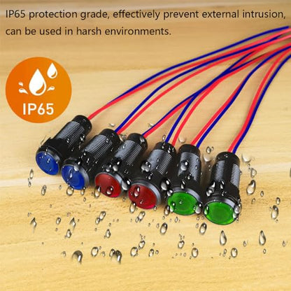 Gebildet 6pcs Red/Blue/Green LED Indicator Pilot Light 110VAC Mounting Hole Size 10mm(Flame Retardant Plastic Shell) - color: R/B/G/W 110-220V/Black shell