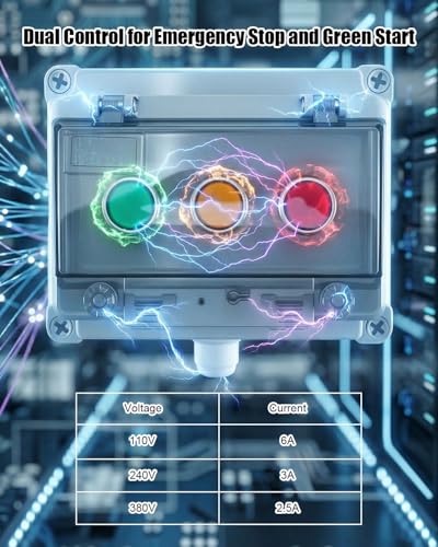 Momentary Push Button Switch Box Red Green Yellow Controls IP67 - size: Red Stop + Green Start + Yellow Reset
