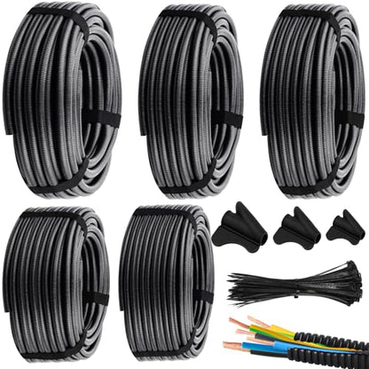 Oleitodh 1" 3/4" 1/2" 3/8" 1/4" OD Split Loom Tubing, 20ft Each, 5 Sizes - color: Black, size: 1/4,3/8,1/2,3/4,1in x 20ft