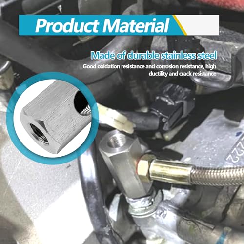 Stainless Steel Oil Pressure Sensor Adapter, With 1/8 NPT tee Oil Pressure Gauge Fitting Turbo Supply Feed line Connector for Turbo Supply Feed Line/Oil Pressure Gauge