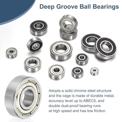 uxcell 8 Pack 696ZZ Deep Groove Ball Bearings, 6x15x5mm Chrome Steel Double Shield Bearing for Electric Motor, Home Appliances, Garden Machinery, (ABEC5) - size: 696ZZ