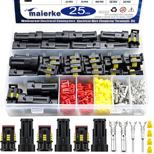 25kit 2pin Waterproof Automotive Connectors Ignition Plug Connectors - color: Black, size: 300PCS