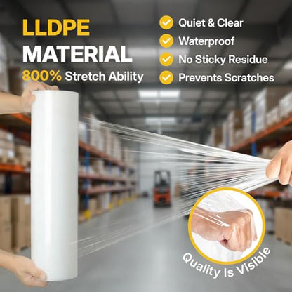 NorthSky Industrial Stretch Wrap, 18" x 1500', 80 Gauge, Up to 800% Stretch, Clear Heavy Duty Self-Adhering Plastic Film for Pallet Packing Moving Shipping Box of 4 Rolls - size: 80 Gauge 18'' x 1500'