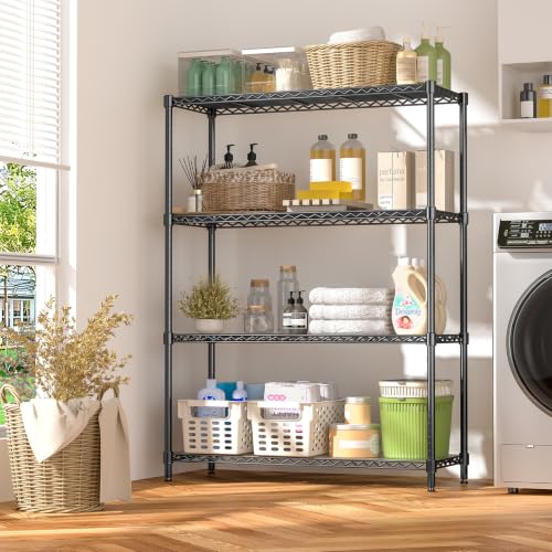 4-Tier Adjustable Storage Shelves 600LBS Heavy Duty Wire Shelving - color: Black, size: 36" W x 14" D x 54" H-4 Tier