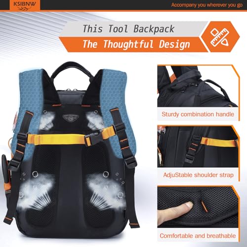 KSIBNW Tool Backpack Heavy Duty 45-Pockets Organizer Bag for Men,Lightgreen - color: Lightgreen