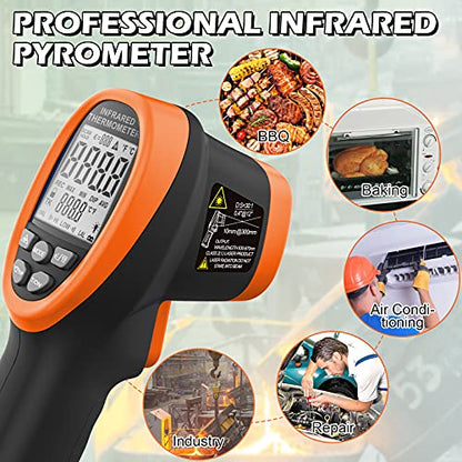 BTMETER BT-1500 Pyrometer 30:1 Industrial Laser Thermometer Gun, -58℉ to 2732℉ Non Contact High Temp Infrared Thermometer Digital IR Temperature Gauge Orange(NOT for Human Temp Test) - color: Orange