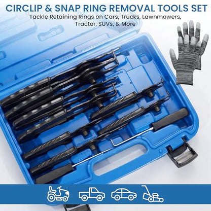Snap Ring Pliers Set 10 Piece Kit Heavy Duty, Internal External Circlip