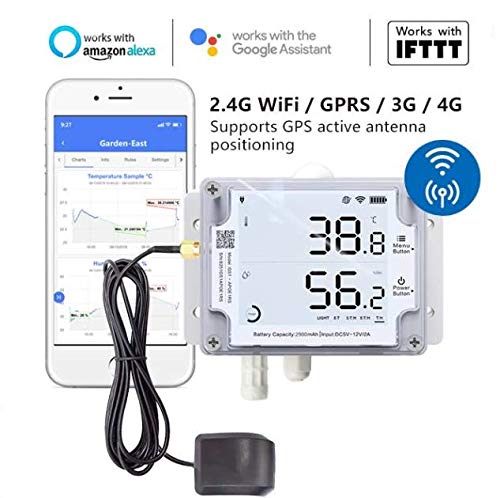 Thermometer Hygrometer, Wireless Temperature Data Logger, Remote Humidity Monitor for Refrigerated Truck Free App Email Alarm, IFTTT 2.4GHz only (GS1-PL4G1RS WiFi & SIM GPS Location Tracker) - style: GS1-PL4G1RS WiFi & SIM GPS Location Tracker