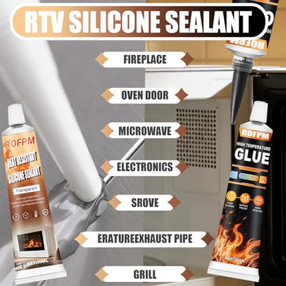 High Heat Silicone Glue Clear and Black, 100ml Heat Resistant Sealant - color: Clear and Black